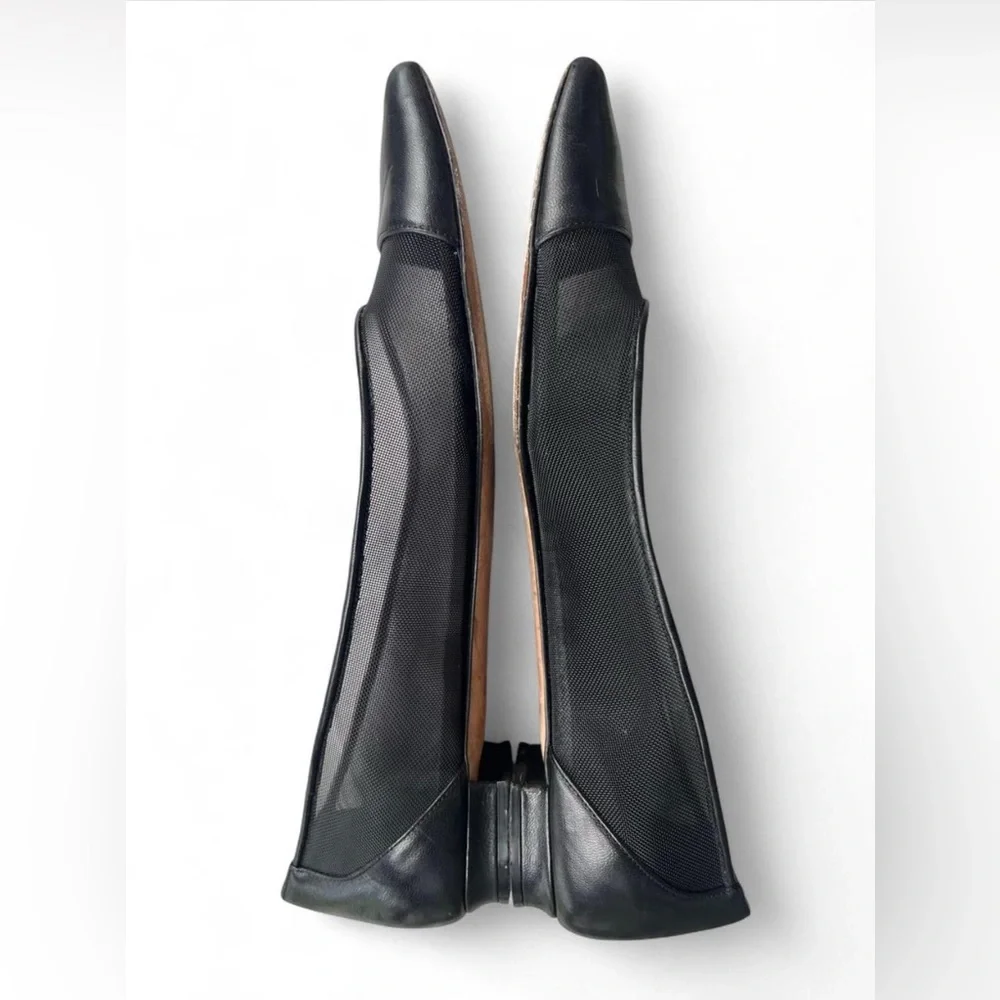 Manolo Blahnik Black Leather and Mesh Flats - Picture 4 of 10